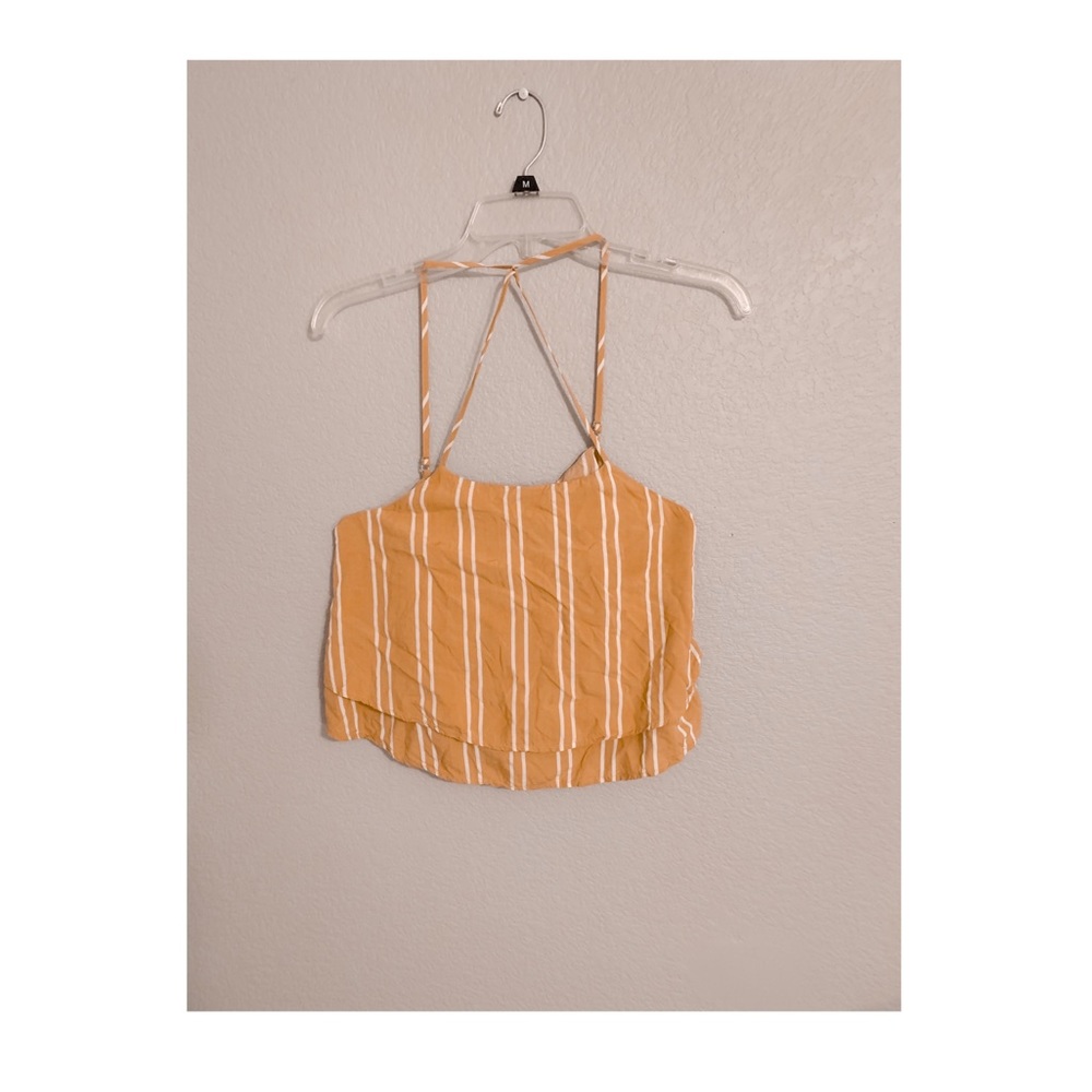 Forever 21 Mustard Yellow Striped Crop Top